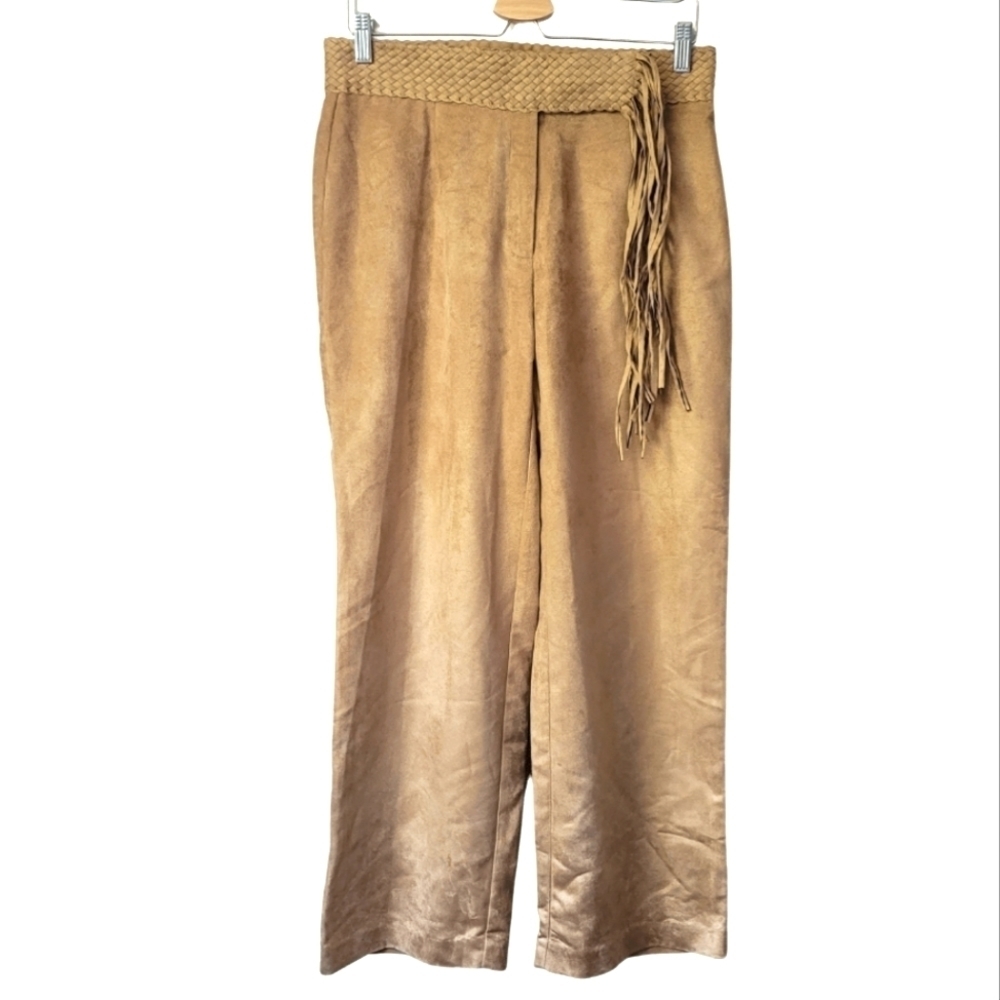 MANTLES Velvet wide leg trousers brown size 10 petite